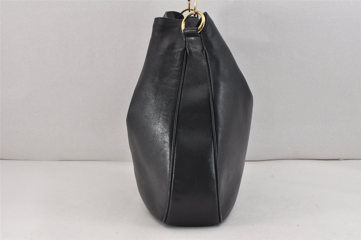 Authentic GUCCI Bamboo 2Way Shoulder Hand Bag Leather Black 0011577 Junk 2450K