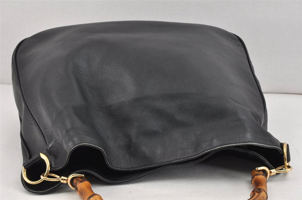 Authentic GUCCI Bamboo 2Way Shoulder Hand Bag Leather Black 0011577 Junk 2450K