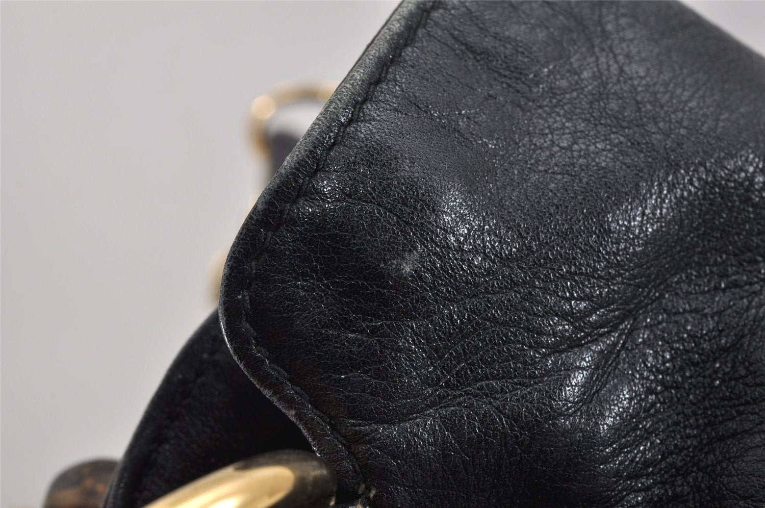 Authentic GUCCI Bamboo 2Way Shoulder Hand Bag Leather Black 0011577 Junk 2450K