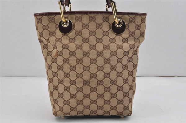 Authentic GUCCI Eclipse Shoulder Tote Bag GG Canvas Enamel 120840 Brown 2451K
