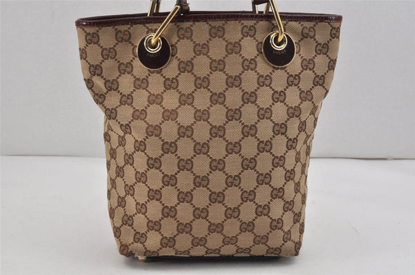 Authentic GUCCI Eclipse Shoulder Tote Bag GG Canvas Enamel 120840 Brown 2451K