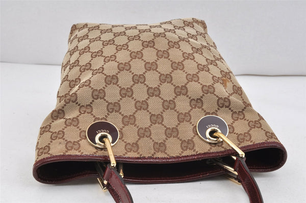 Authentic GUCCI Eclipse Shoulder Tote Bag GG Canvas Enamel 120840 Brown 2451K