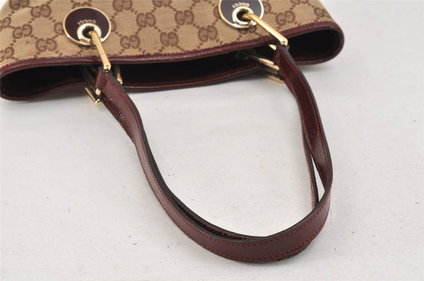 Authentic GUCCI Eclipse Shoulder Tote Bag GG Canvas Enamel 120840 Brown 2451K