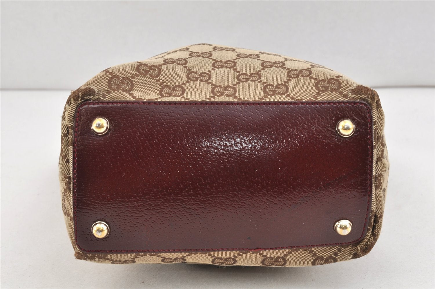 Authentic GUCCI Eclipse Shoulder Tote Bag GG Canvas Enamel 120840 Brown 2451K