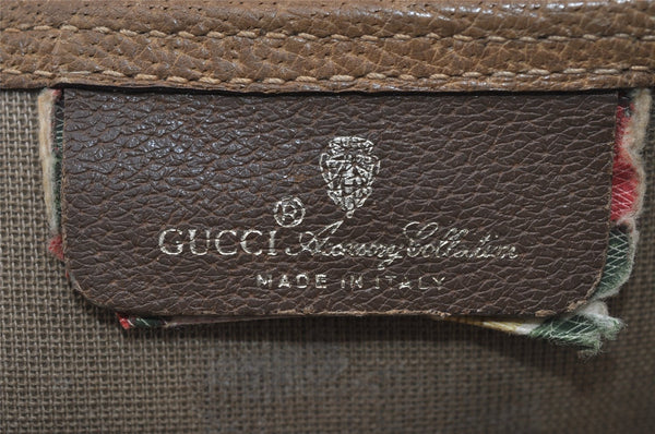 Authentic GUCCI Web Sherry Line Shoulder Tote Bag GG PVC Leather Brown 2452I