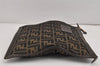 Authentic FENDI Zucca Clutch Hand Bag Purse Nylon Leather Brown Black 2452K