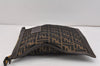 Authentic FENDI Zucca Clutch Hand Bag Purse Nylon Leather Brown Black 2452K