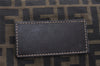 Authentic FENDI Zucca Clutch Hand Bag Purse Nylon Leather Brown Black 2452K