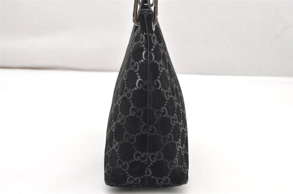 Authentic GUCCI Bamboo Shoulder Bag GG Suede Leather 0013008 Black Junk 2453K