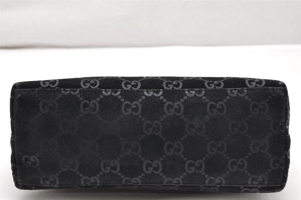 Authentic GUCCI Bamboo Shoulder Bag GG Suede Leather 0013008 Black Junk 2453K