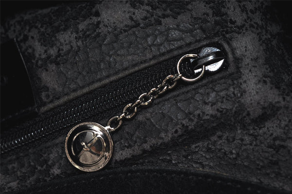 Authentic GUCCI Bamboo Shoulder Bag GG Suede Leather 0013008 Black Junk 2453K