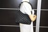 Authentic GUCCI Bamboo Shoulder Bag GG Suede Leather 0013008 Black Junk 2453K
