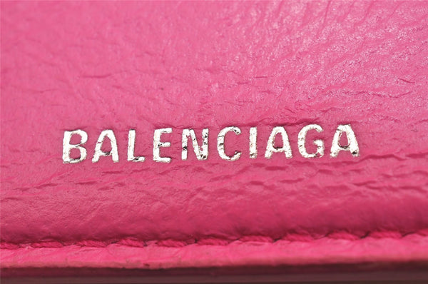 Authentic BALENCIAGA Cash Mini Wallet Trifold Wallet Leather 593813 Pink 2455I