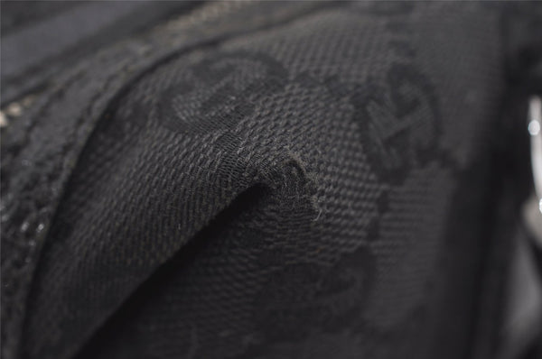 Authentic GUCCI Vintage Hand Bag Purse GG Canvas Leather 113010 Black 2456I