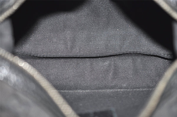 Authentic GUCCI Vintage Hand Bag Purse GG Canvas Leather 113010 Black 2456I