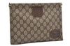 Authentic GUCCI Clutch Hand Bag Purse GG PVC Leather Brown Junk 2456J
