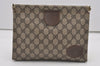 Authentic GUCCI Clutch Hand Bag Purse GG PVC Leather Brown Junk 2456J