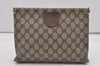Authentic GUCCI Clutch Hand Bag Purse GG PVC Leather Brown Junk 2456J