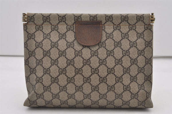 Authentic GUCCI Clutch Hand Bag Purse GG PVC Leather Brown Junk 2456J