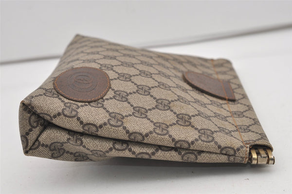 Authentic GUCCI Clutch Hand Bag Purse GG PVC Leather Brown Junk 2456J