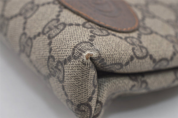 Authentic GUCCI Clutch Hand Bag Purse GG PVC Leather Brown Junk 2456J