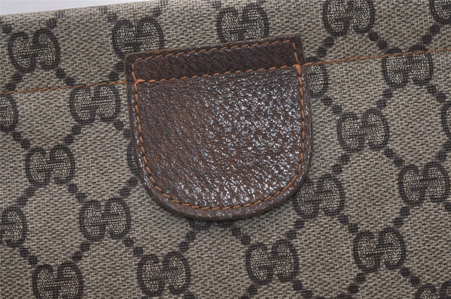 Authentic GUCCI Clutch Hand Bag Purse GG PVC Leather Brown Junk 2456J
