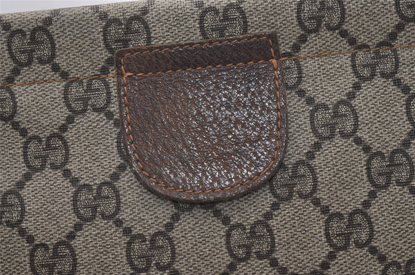Authentic GUCCI Clutch Hand Bag Purse GG PVC Leather Brown Junk 2456J