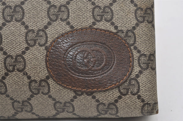 Authentic GUCCI Clutch Hand Bag Purse GG PVC Leather Brown Junk 2456J