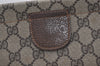 Authentic GUCCI Clutch Hand Bag Purse GG PVC Leather Brown Junk 2456J
