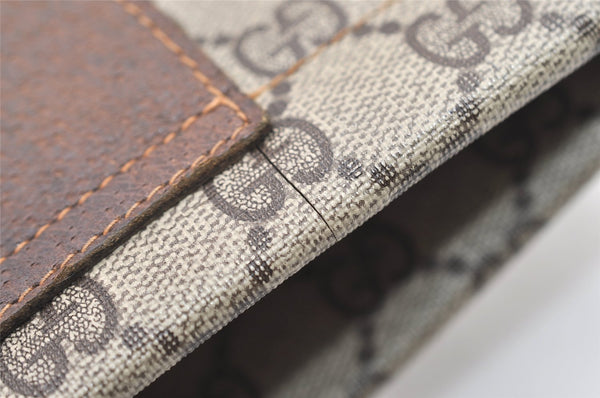 Authentic GUCCI Clutch Hand Bag Purse GG PVC Leather Brown Junk 2456J