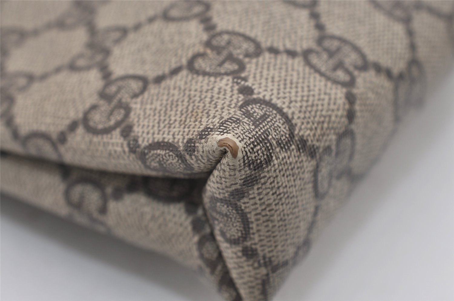 Authentic GUCCI Clutch Hand Bag Purse GG PVC Leather Brown Junk 2456J