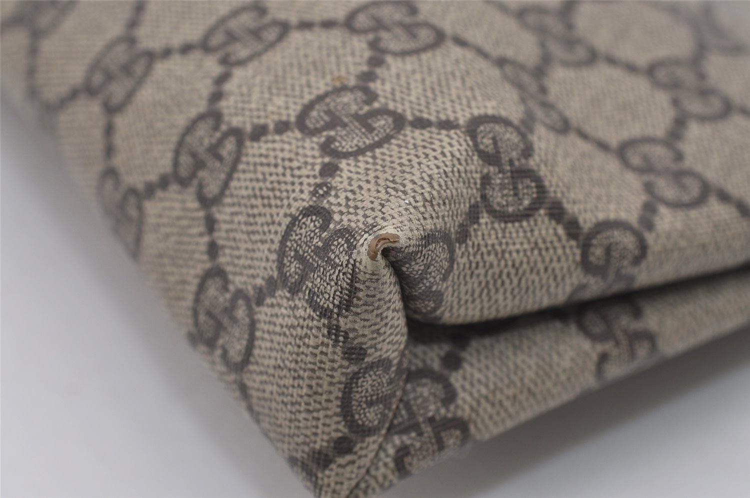 Authentic GUCCI Clutch Hand Bag Purse GG PVC Leather Brown Junk 2456J