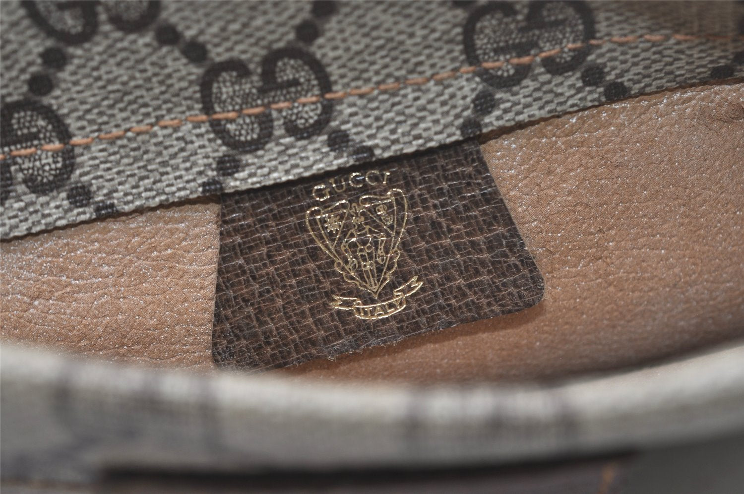 Authentic GUCCI Clutch Hand Bag Purse GG PVC Leather Brown Junk 2456J