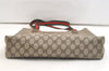 Authentic GUCCI Web Sherry Line Shoulder Tote Bag GG PVC Leather Brown 2456K