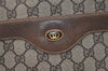 Authentic GUCCI Web Sherry Line Shoulder Tote Bag GG PVC Leather Brown 2456K