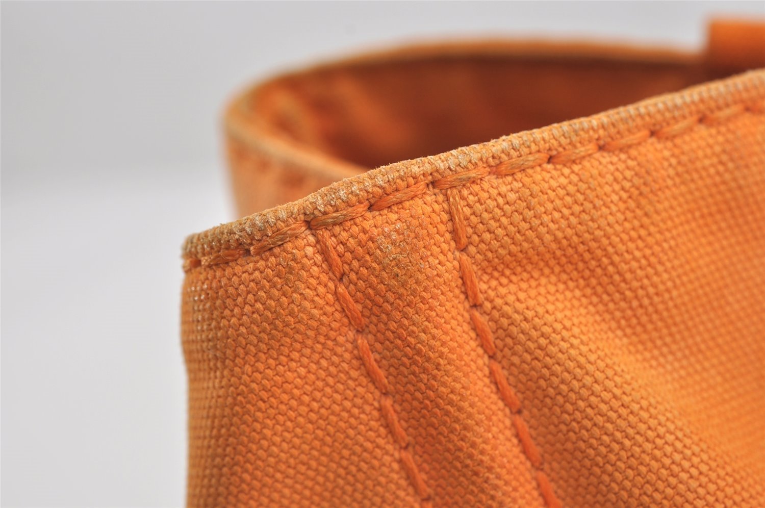 Authentic PRADA Canapa M Vintage Canvas Tote Hand Bag Orange 2457I