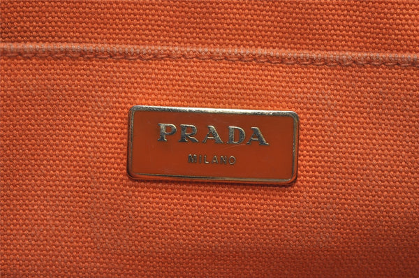 Authentic PRADA Canapa M Vintage Canvas Tote Hand Bag Orange 2457I