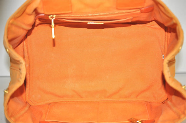 Authentic PRADA Canapa M Vintage Canvas Tote Hand Bag Orange 2457I