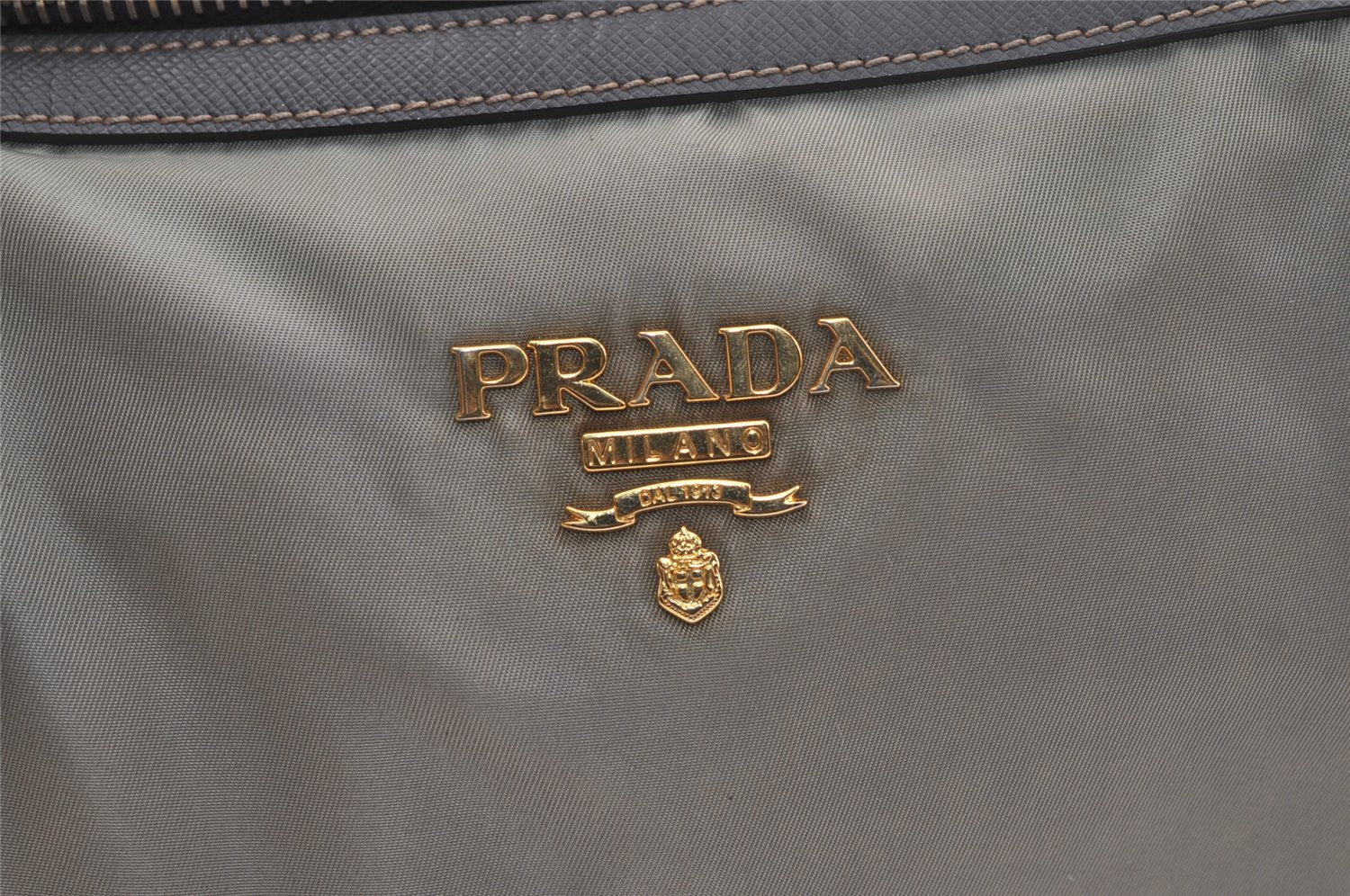 Authentic PRADA Nylon Tessuto Saffiano Leather 2Way Tote Bag Khaki Green 2458K