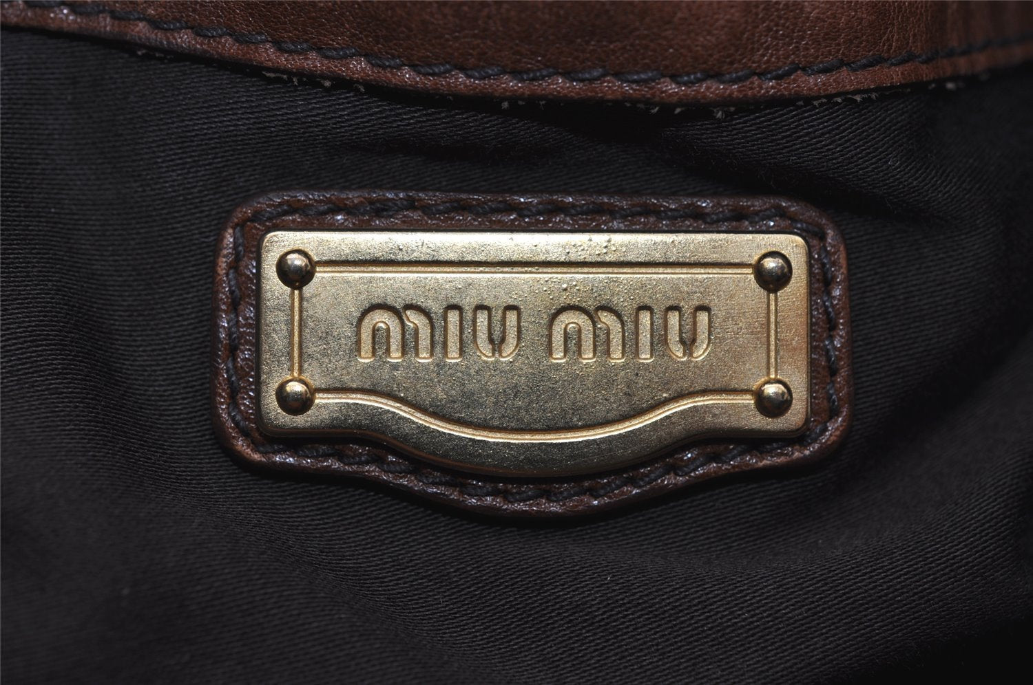 Authentic MIU MIU Vintage Leather Shoulder Tote Bag Brown 2459I