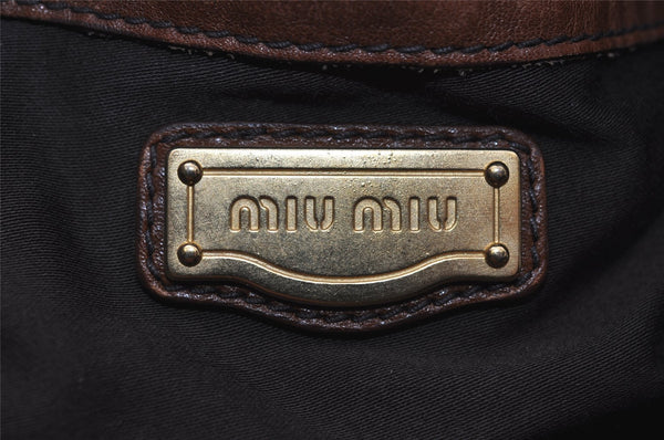 Authentic MIU MIU Vintage Leather Shoulder Tote Bag Brown 2459I