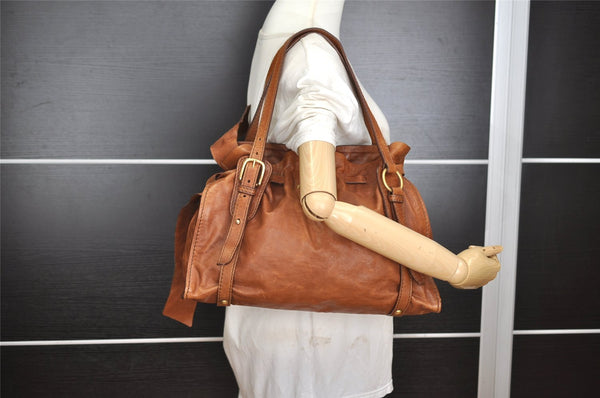 Authentic MIU MIU Vintage Leather Shoulder Tote Bag Brown 2459I