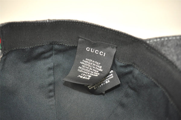 Authentic GUCCI Web Sherry Line Cap Wool Size L Gray 2460I