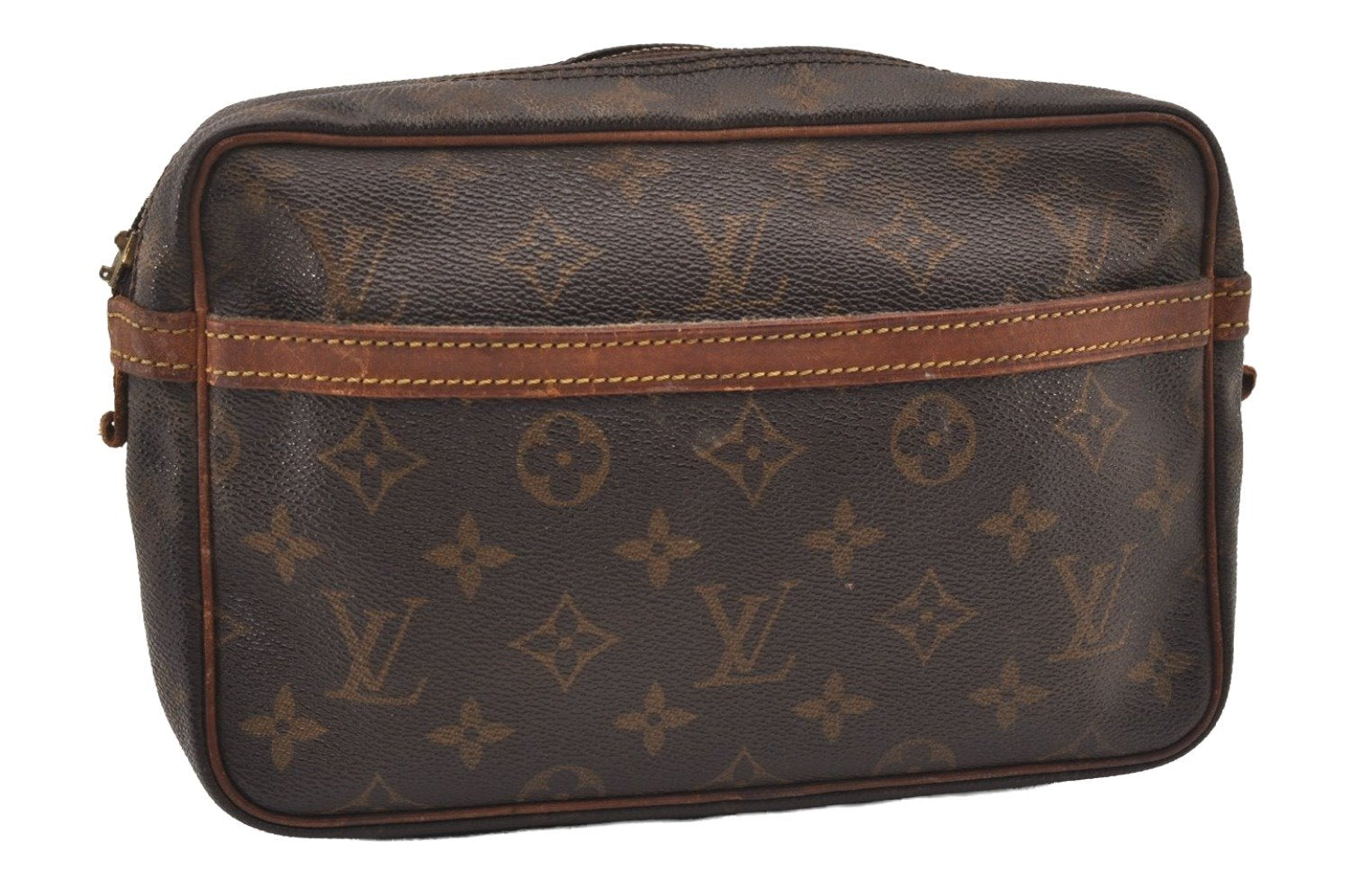 Authentic Louis Vuitton Monogram Compiegne 23 Clutch Hand Bag M51847 Junk 2460J