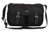 Authentic PRADA Nylon Tessuto Leather Shoulder Cross Body Bag Purse Black 2460K