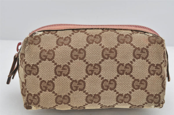 Authentic GUCCI Vintage Pouch Purse GG Canvas Leather 29596 Brown 2461K