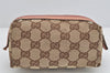 Authentic GUCCI Vintage Pouch Purse GG Canvas Leather 29596 Brown 2461K