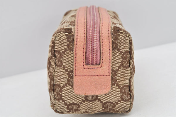 Authentic GUCCI Vintage Pouch Purse GG Canvas Leather 29596 Brown 2461K