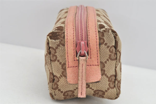 Authentic GUCCI Vintage Pouch Purse GG Canvas Leather 29596 Brown 2461K