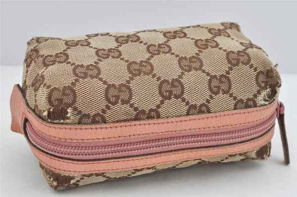 Authentic GUCCI Vintage Pouch Purse GG Canvas Leather 29596 Brown 2461K